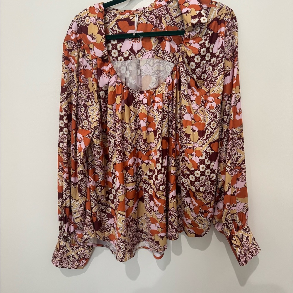 Free People Multicolor Floral Blouse NWOT